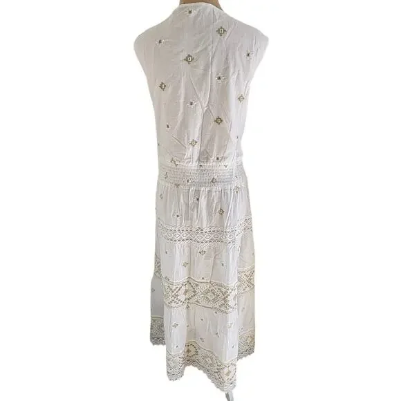 Soft Surroundings Embroidered Eyelet Lace Cotton Maxi Dress - Picture 2 of 9